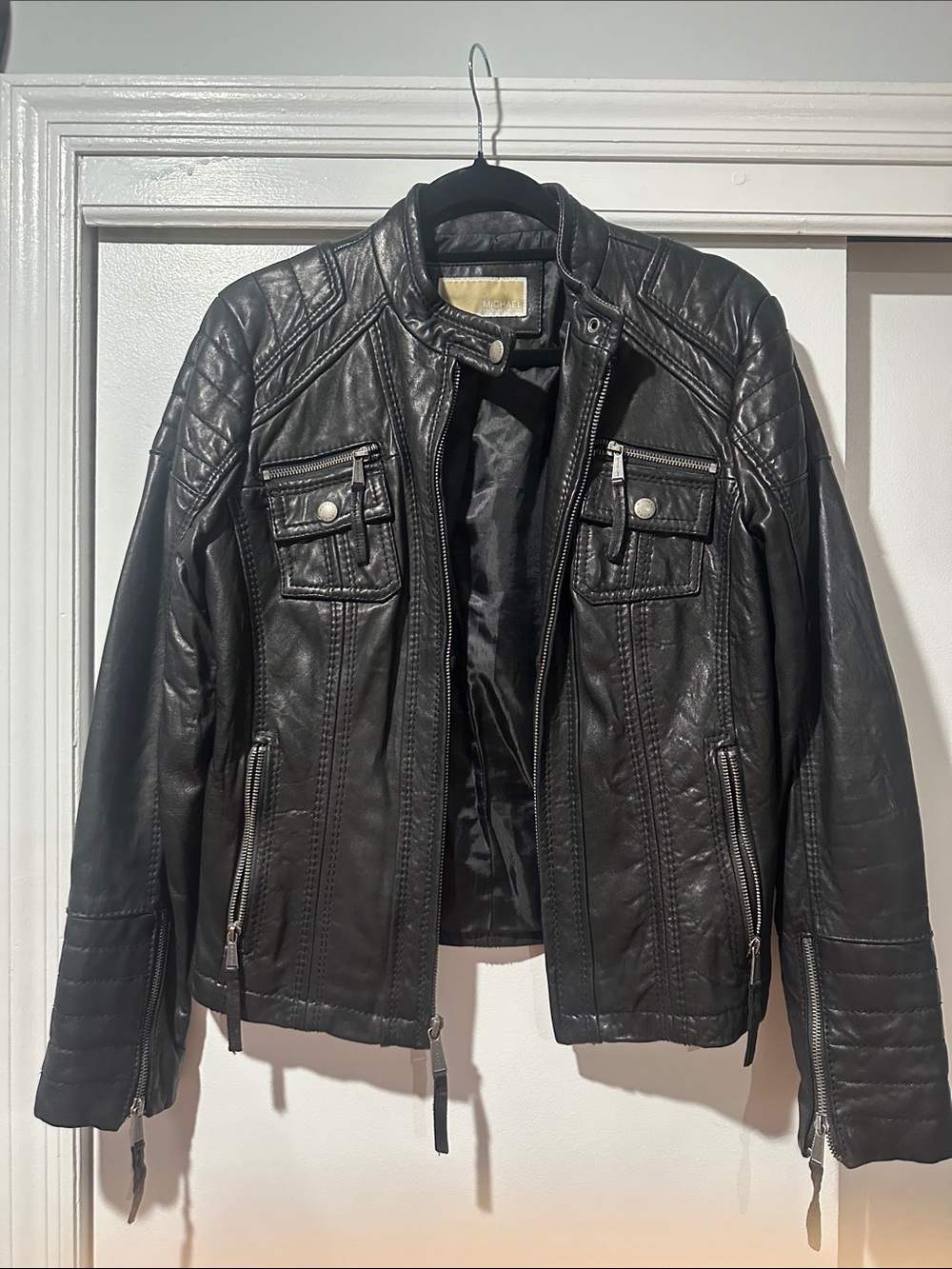 Michael Kors Black Quilted Leather Moto Jacket